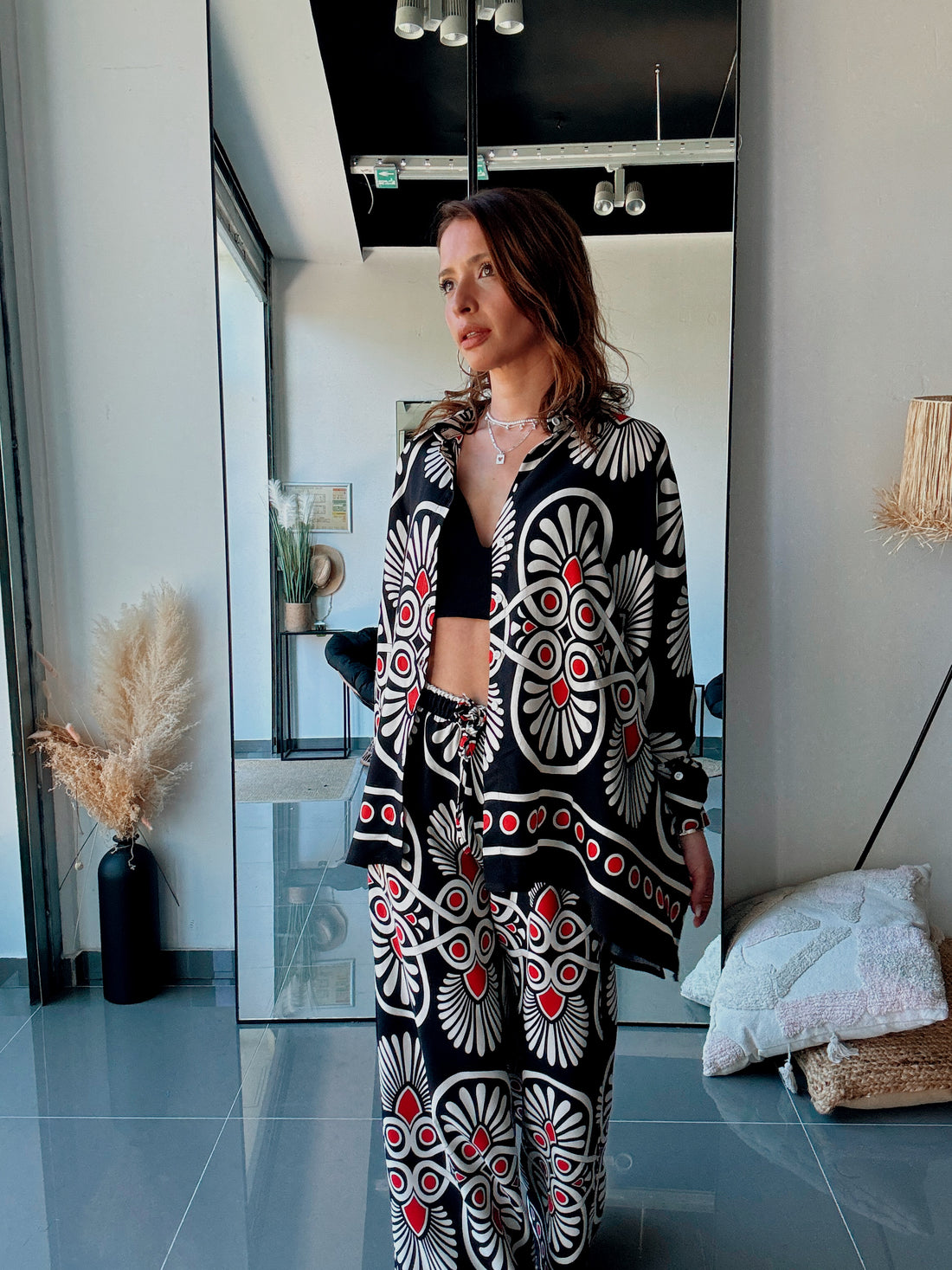 Ensemble Chemise & Pantalon Fluide Imprimé Graphique - Fenomen Paris