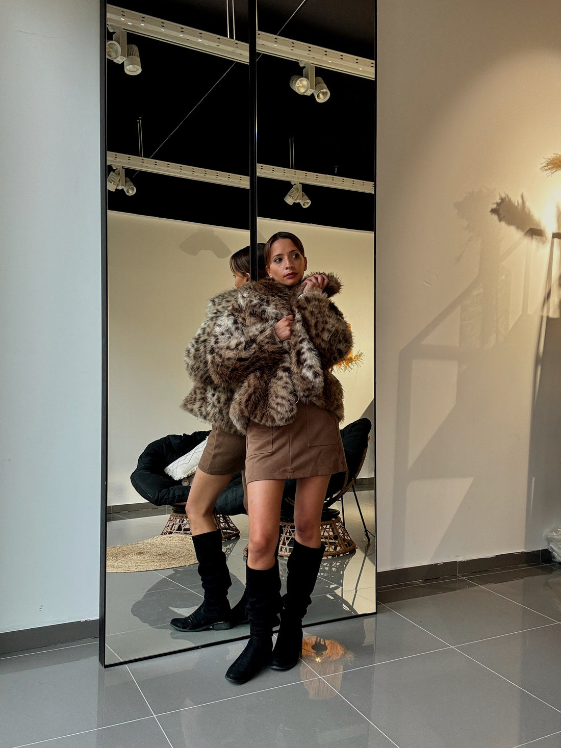Manteau Fourrure Court Léopard - Fenomen Paris