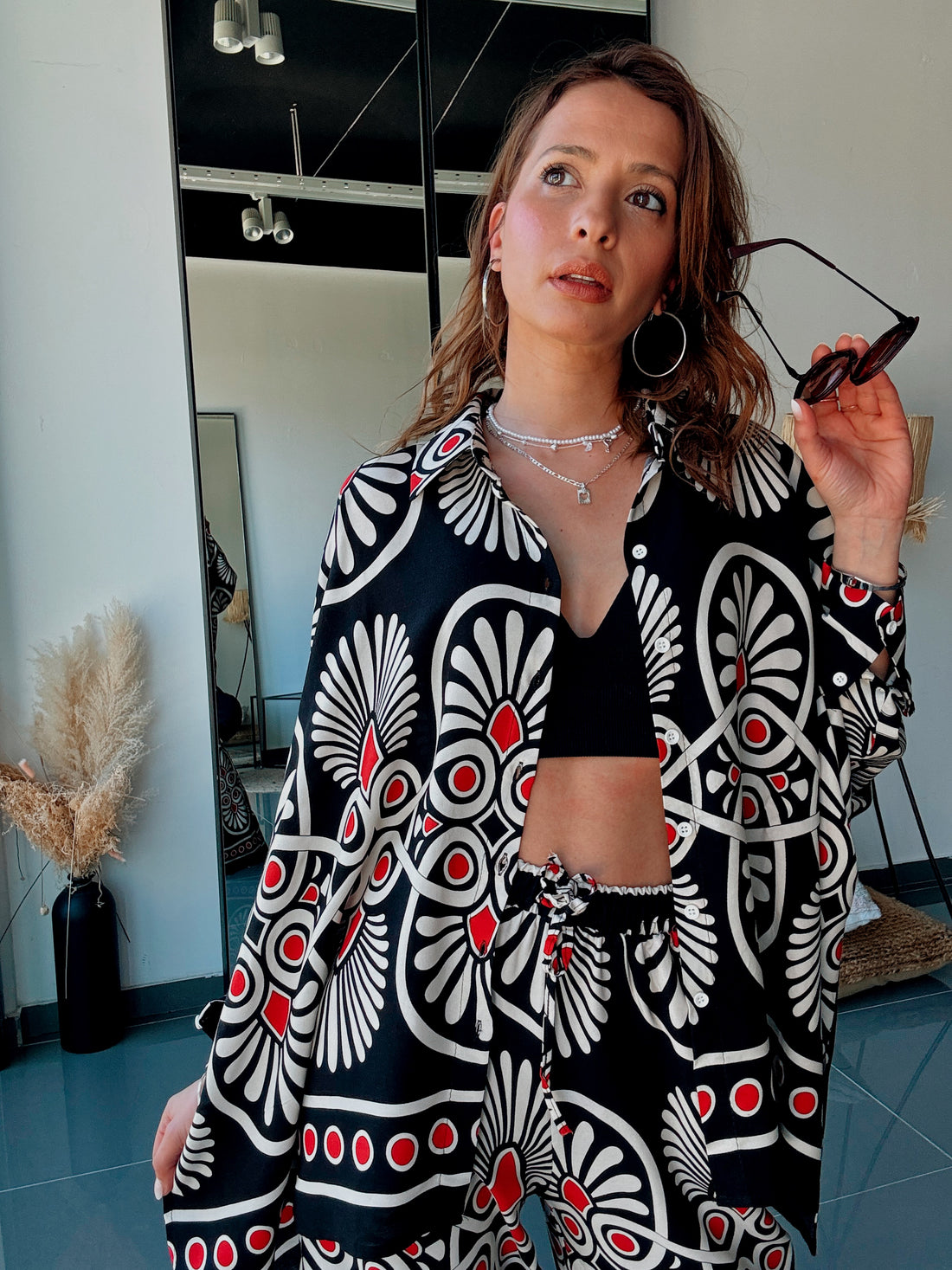 Ensemble Chemise & Pantalon Fluide Imprimé Graphique - Fenomen Paris
