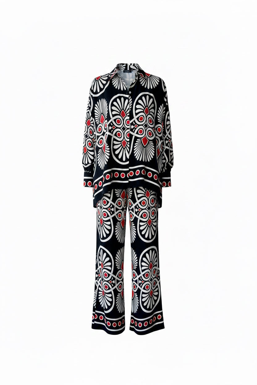 Ensemble Chemise & Pantalon Fluide Imprimé Graphique - Fenomen Paris