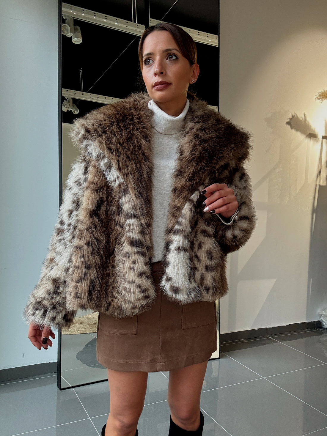 Manteau Fourrure Court Léopard - Fenomen Paris