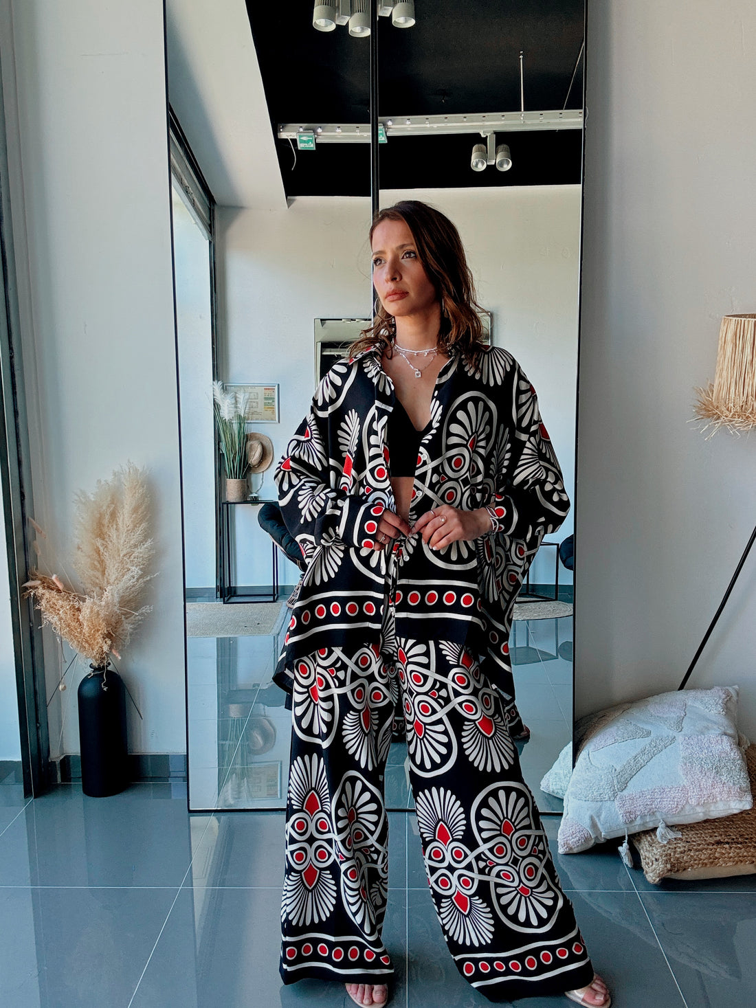Ensemble Chemise & Pantalon Fluide Imprimé Graphique - Fenomen Paris