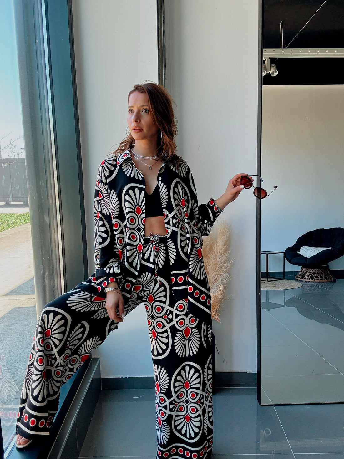Ensemble Chemise & Pantalon Fluide Imprimé Graphique - Fenomen Paris