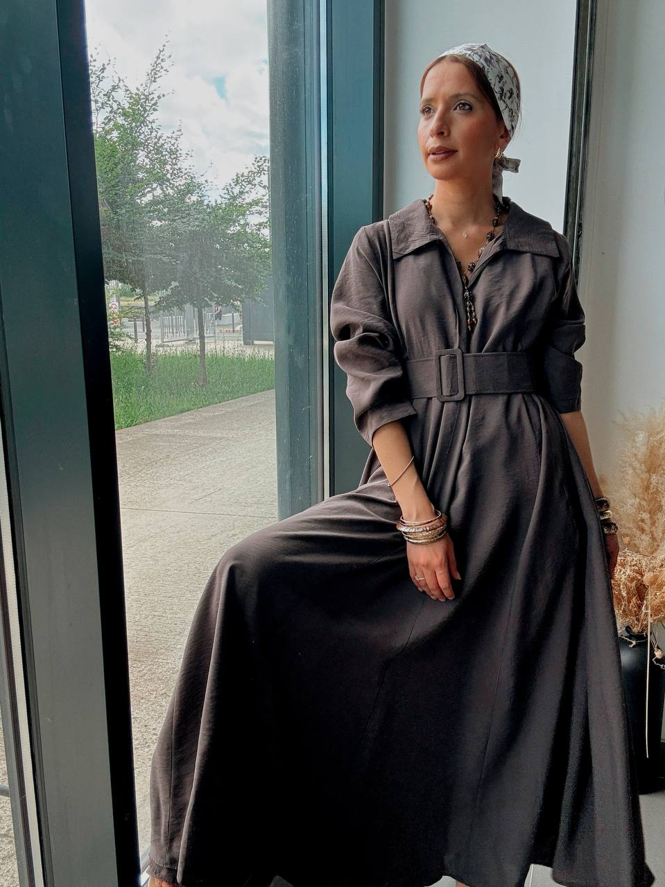 Robe Longue Élégance Bohème Marron – Coupe Évasée