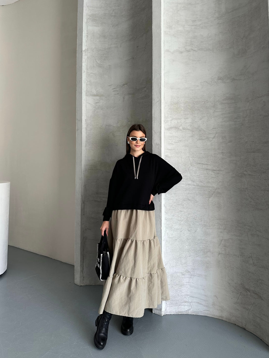 Robe Longue Bicolore a capuche – Style Décontracté & Élégant - Fenomen Paris