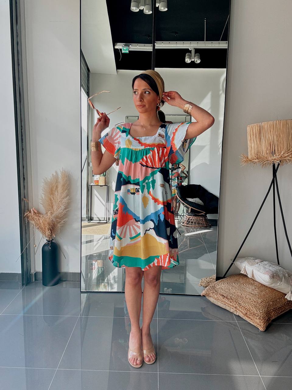 Robe Court  – Imprimé multicolore - Fenomen Paris