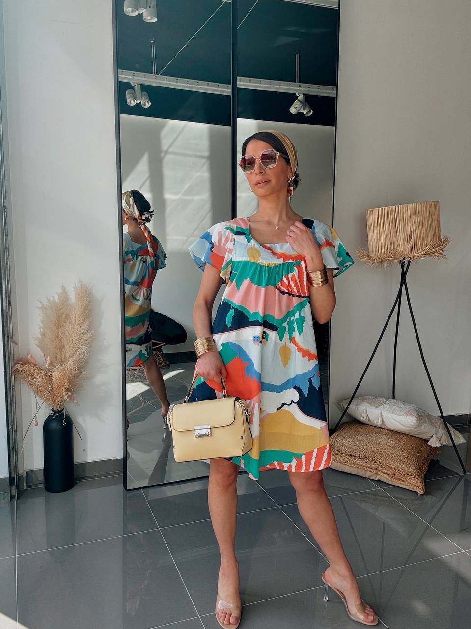 Robe Court  – Imprimé multicolore - Fenomen Paris