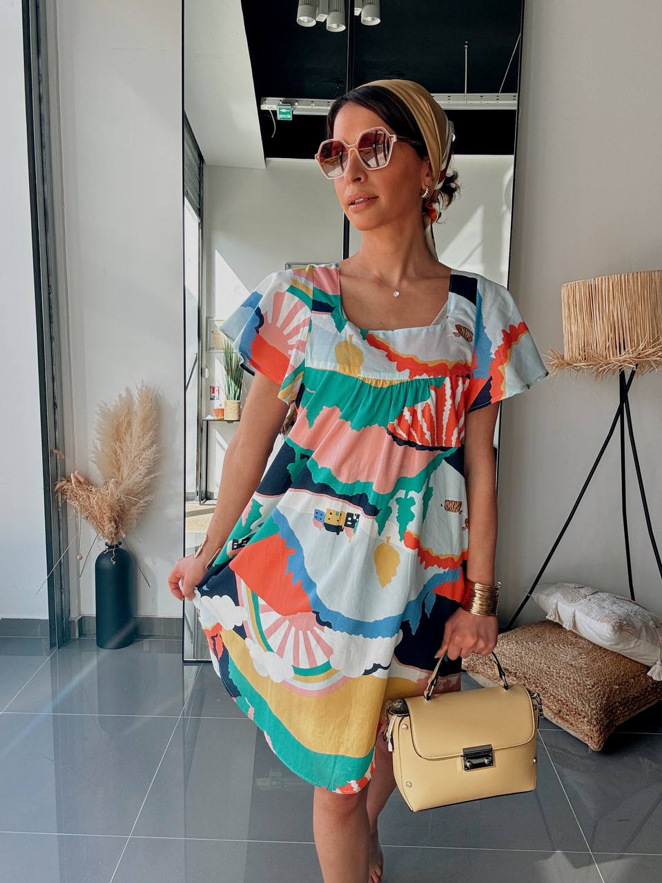 Robe Court  – Imprimé multicolore - Fenomen Paris