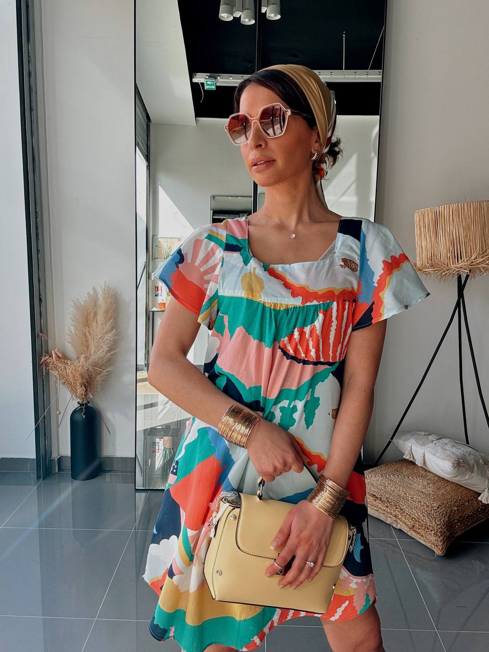 Robe Court  – Imprimé multicolore - Fenomen Paris