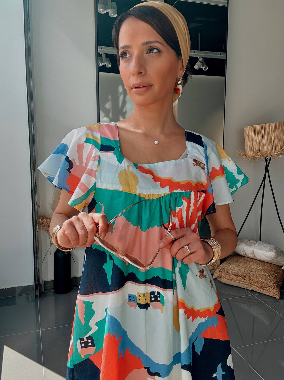 Robe Court  – Imprimé multicolore - Fenomen Paris
