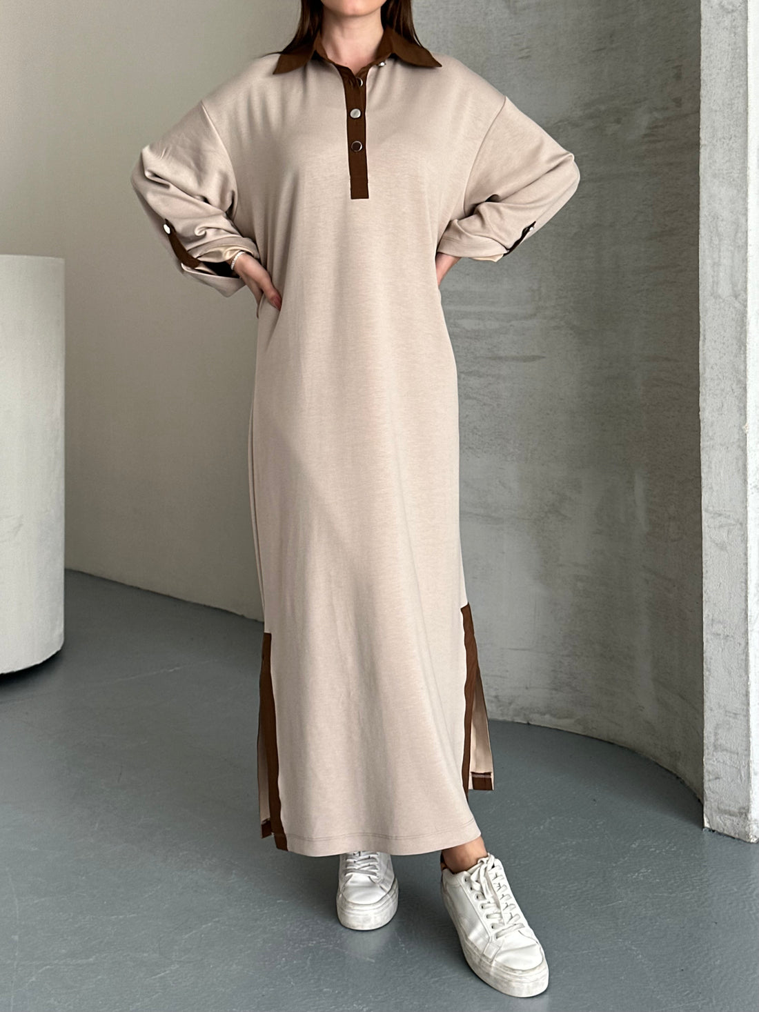 Robe longue décontractée Oversize - beige