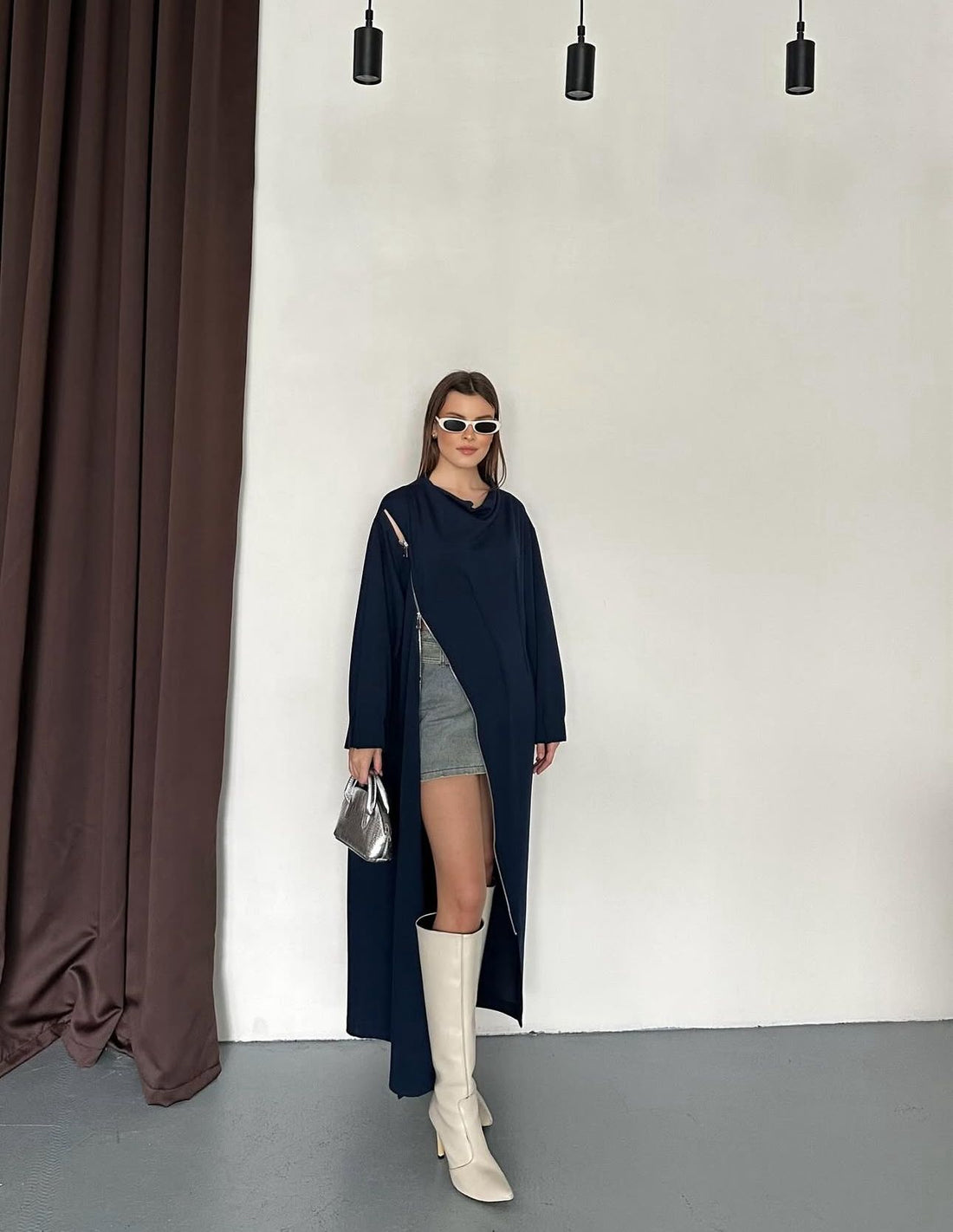 Robe Longue Oversize à Zip Asymétrique