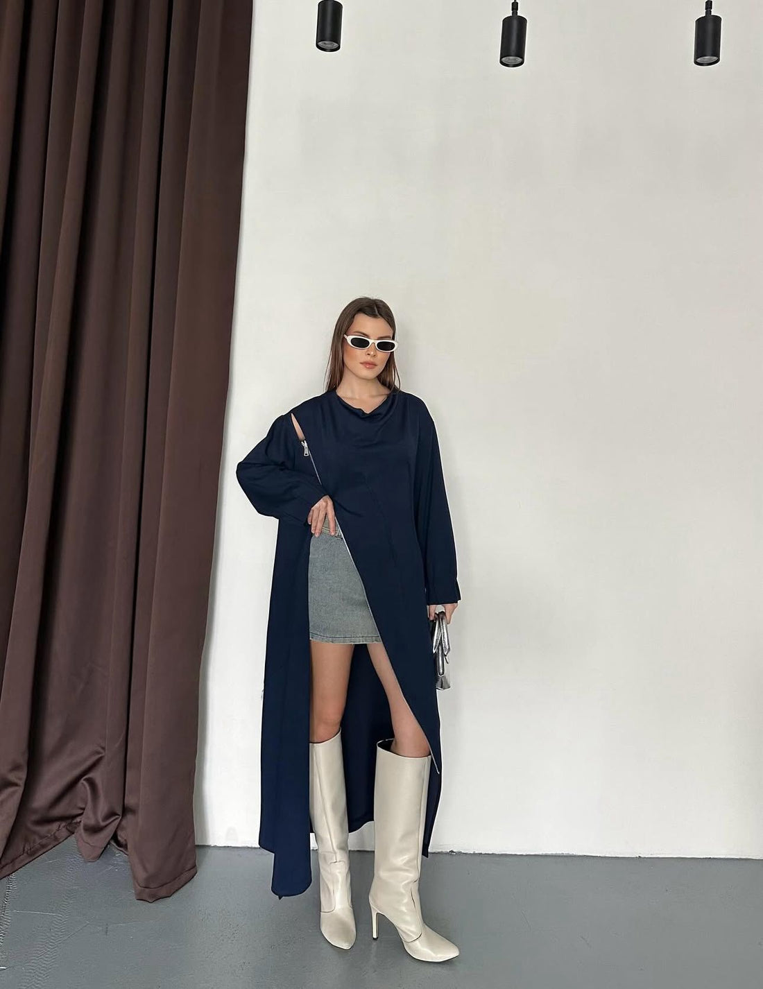 Robe Longue Oversize à Zip Asymétrique