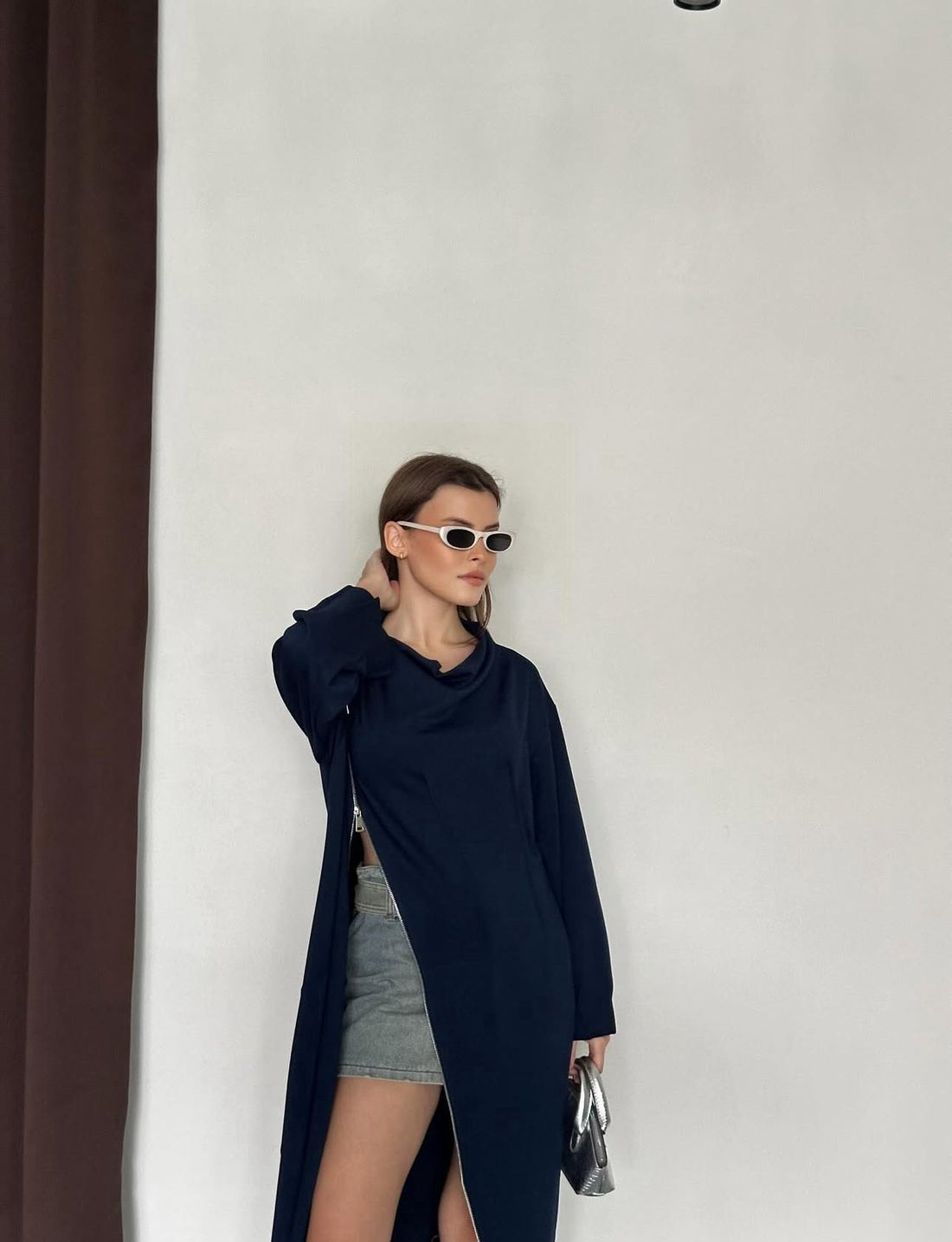 Robe Longue Oversize à Zip Asymétrique