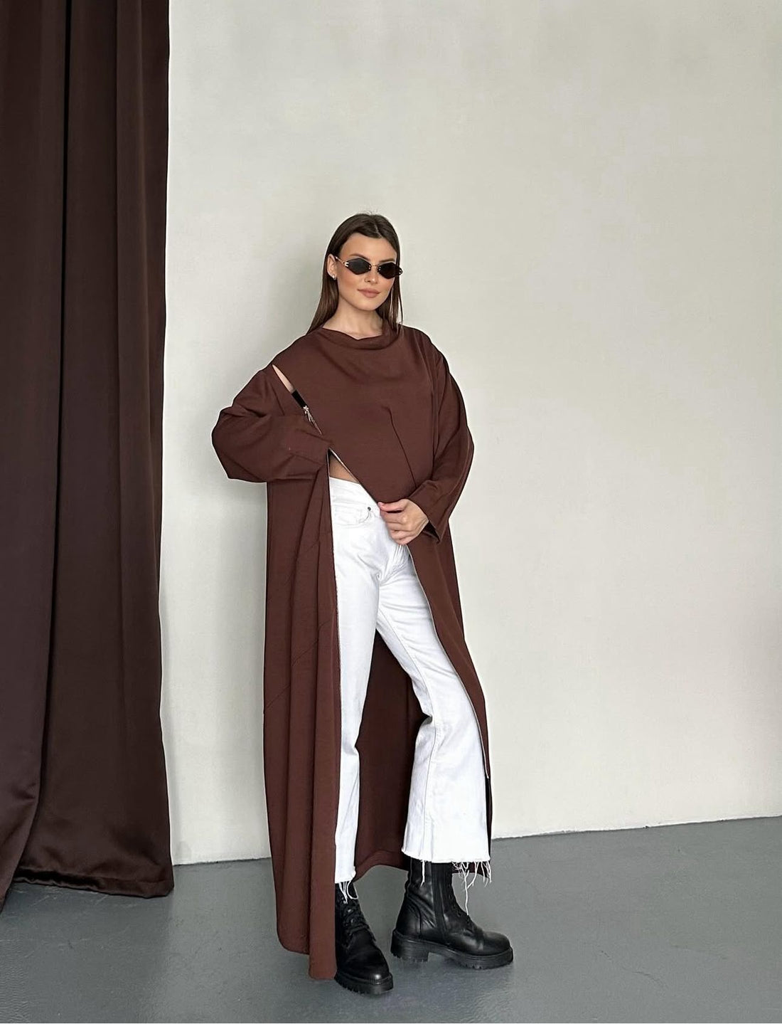 Robe Longue Oversize à Zip Asymétrique