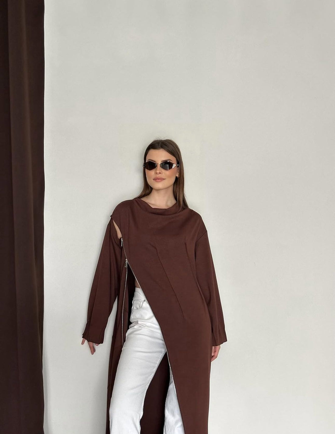 Robe Longue Oversize à Zip Asymétrique