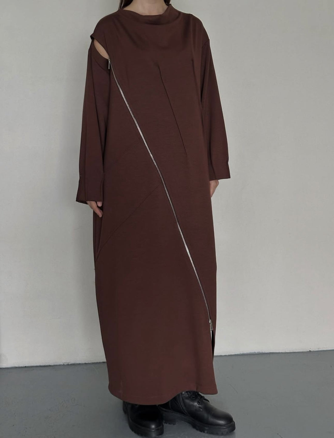 Robe Longue Oversize à Zip Asymétrique