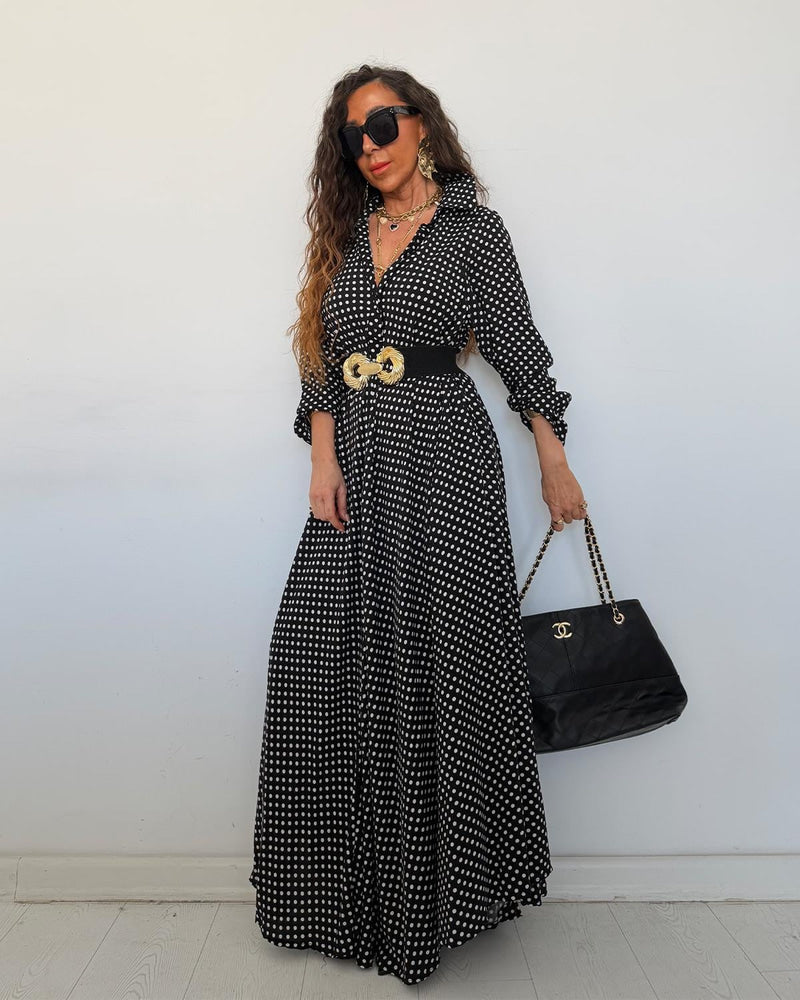 Robe Chemise Maxi Pois Élégance