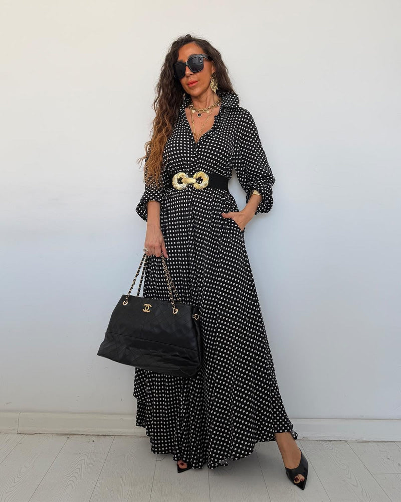 Robe Chemise Maxi Pois Élégance
