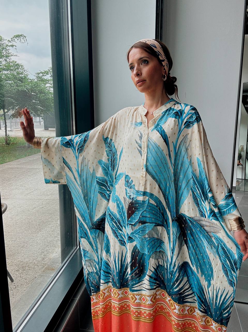 Robe longue fluide imprimée – Élégance exotique - Fenomen Paris