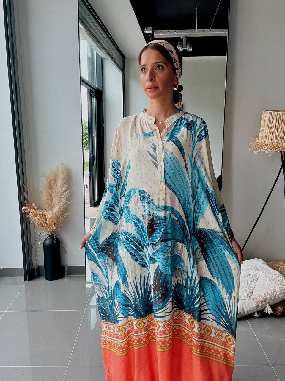 Robe longue fluide imprimée – Élégance exotique - Fenomen Paris