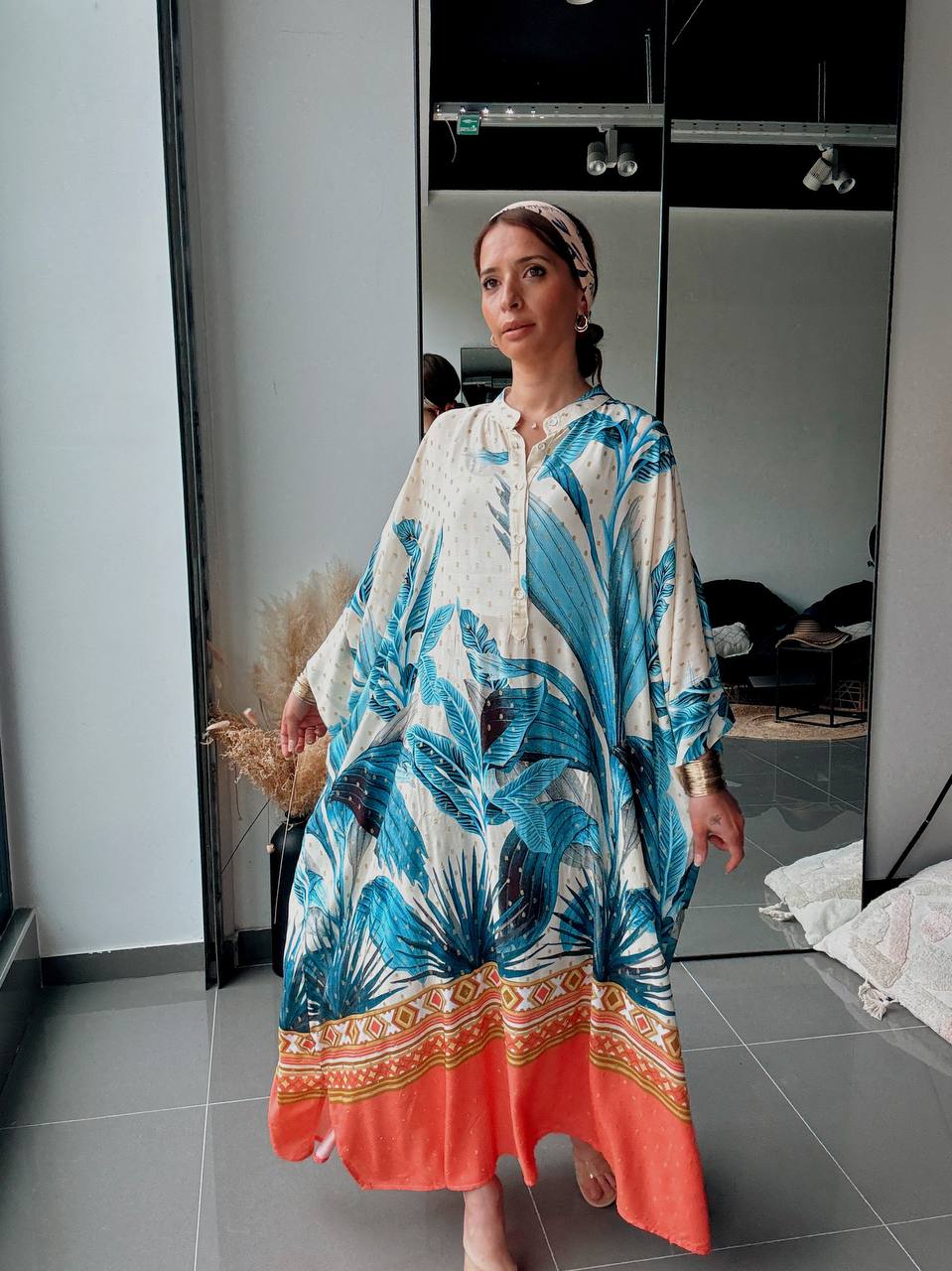 Robe longue fluide imprimée – Élégance exotique - Fenomen Paris