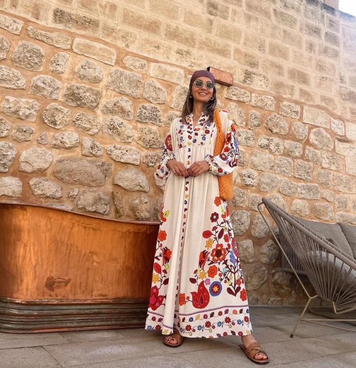 Robe longue bohème – Esprit artisanal & imprimé floral coloré - Fenomen Paris