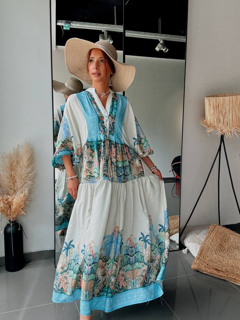 Robe longue bohème à imprimé tropical - Fenomen Paris