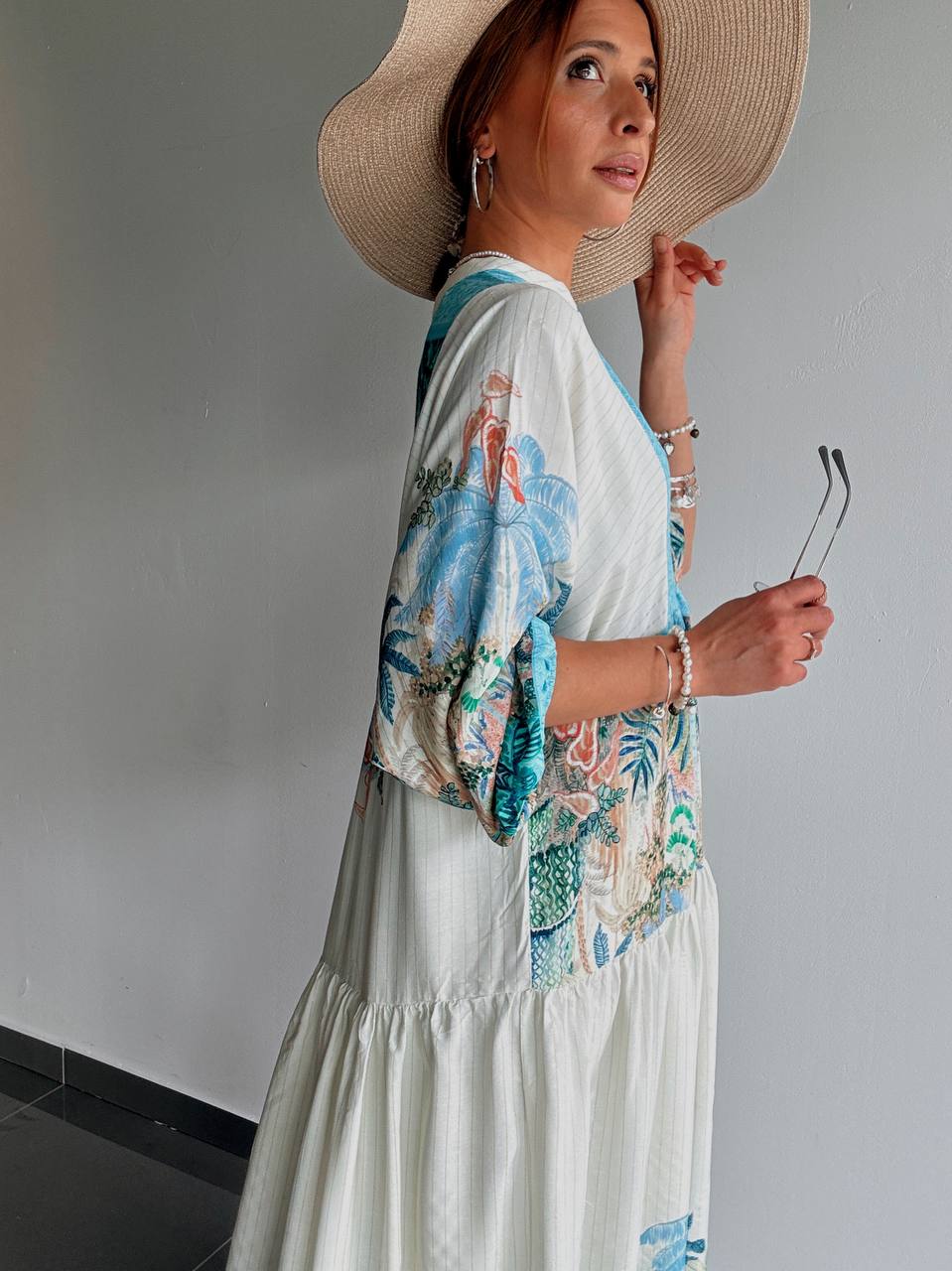 Robe longue bohème à imprimé tropical - Fenomen Paris