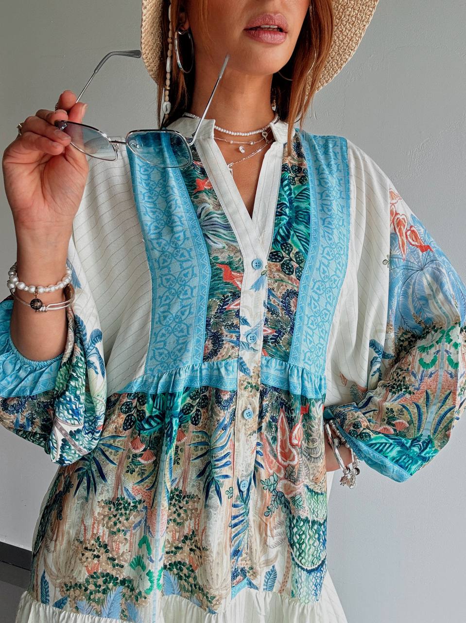 Robe longue bohème à imprimé tropical - Fenomen Paris