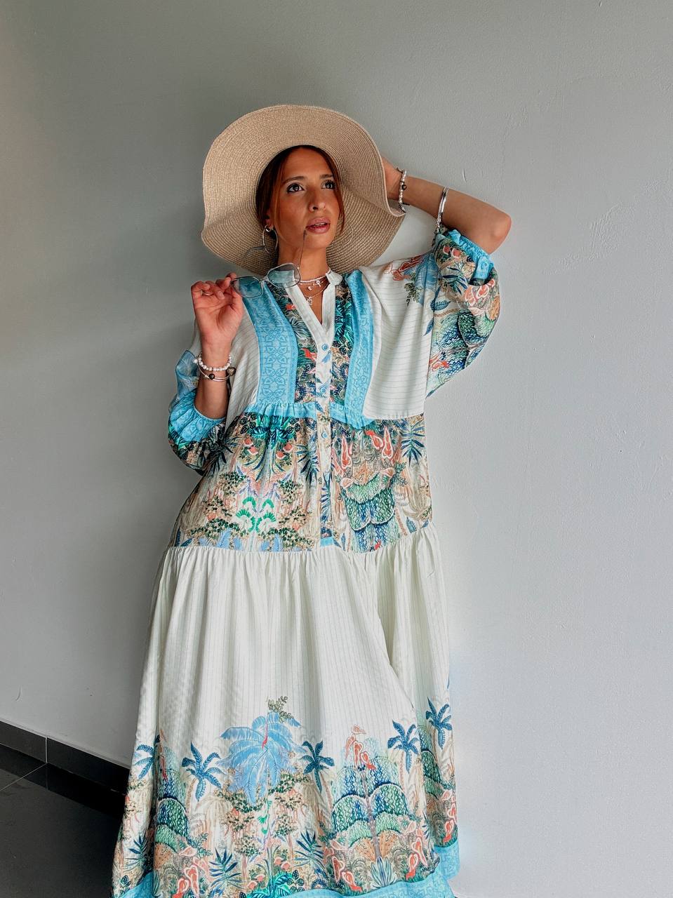 Robe longue bohème à imprimé tropical - Fenomen Paris