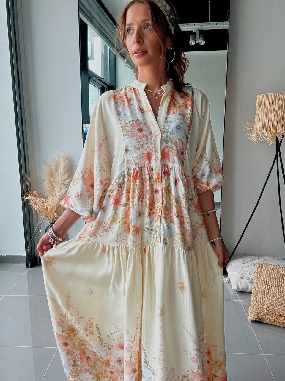 Robe longue bohème fleurie fluide - Fenomen Paris