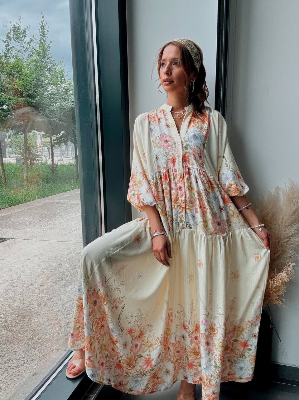 Robe longue bohème fleurie fluide - Fenomen Paris