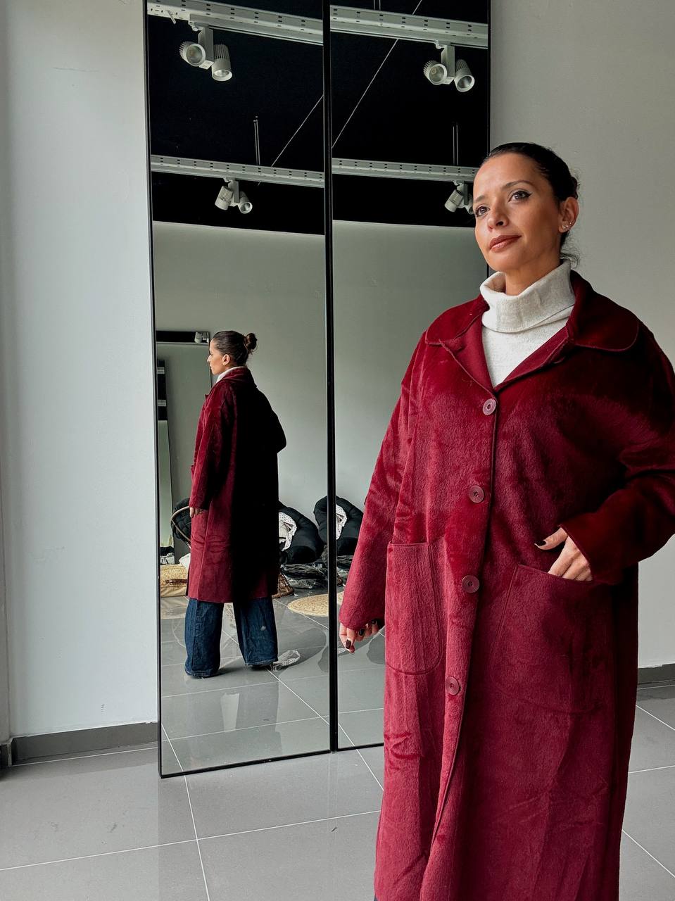 Veste Longue Boutonnées effet velour - Fenomen Paris