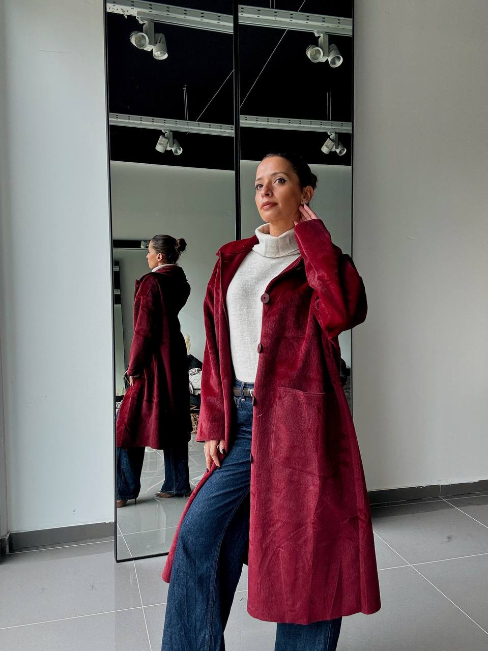 Veste Longue Boutonnées effet velour - Fenomen Paris