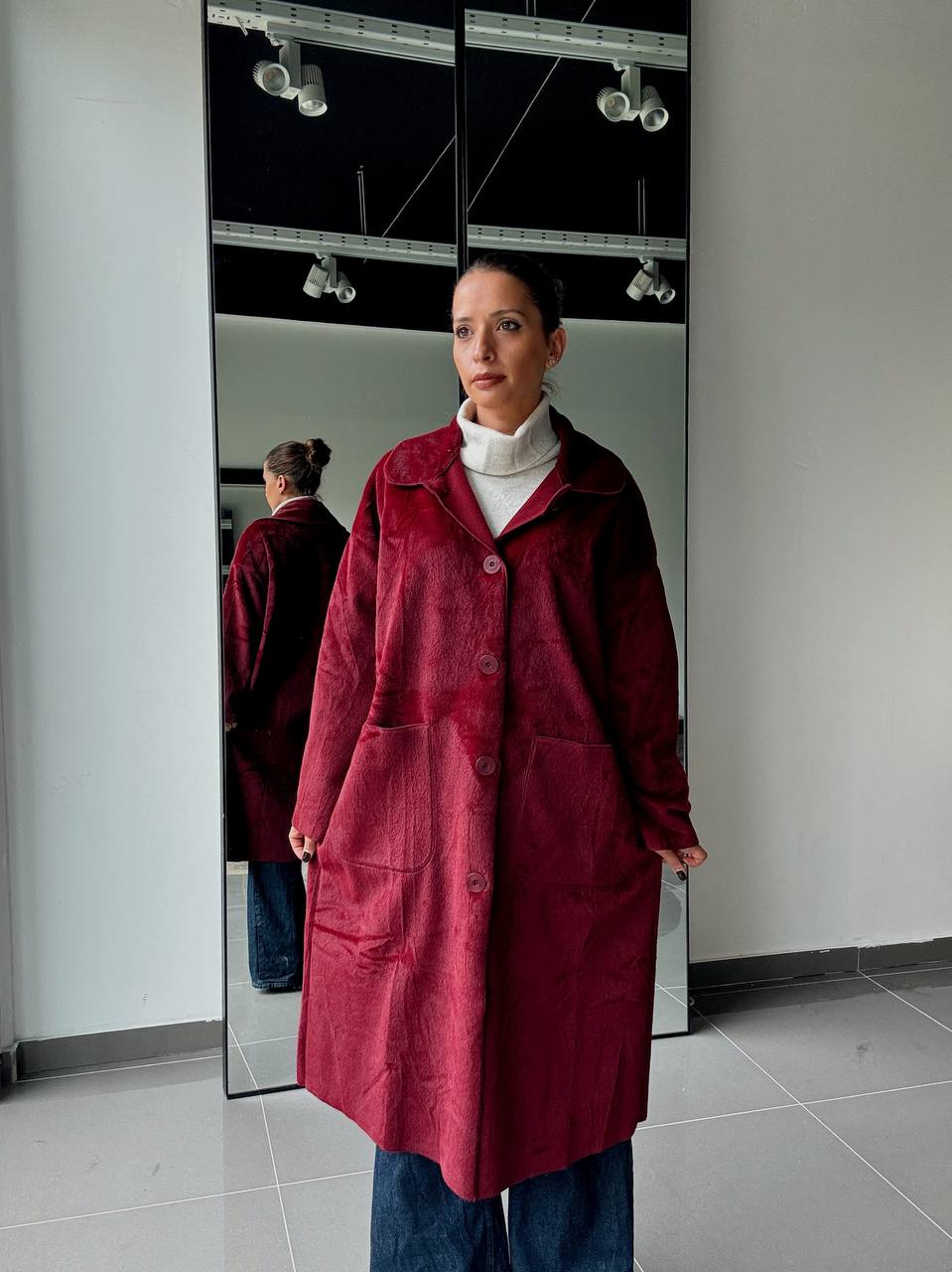 Veste Longue Boutonnées effet velour - Fenomen Paris