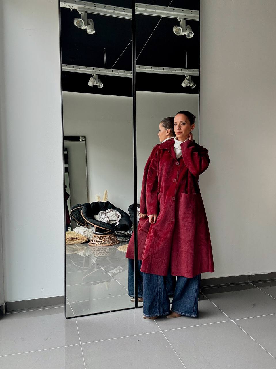 Veste Longue Boutonnées effet velour - Fenomen Paris