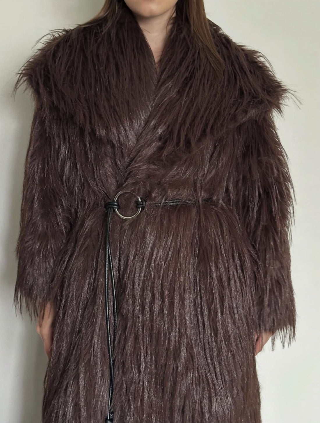 Manteau Long en Fausse Fourrure –Oversize marron