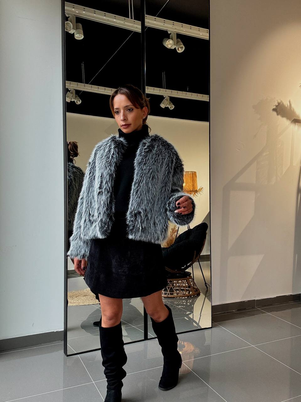 Manteau Fausse Fourrure Avec Ceinture - Poches - Fenomen Paris