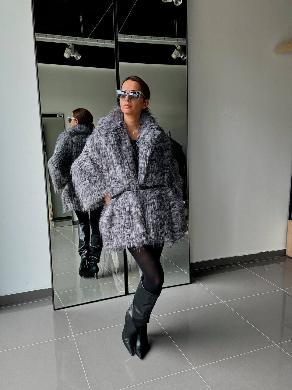 Manteau Fausse Fourrure  –  Intense & Volume Oversize leopard gris