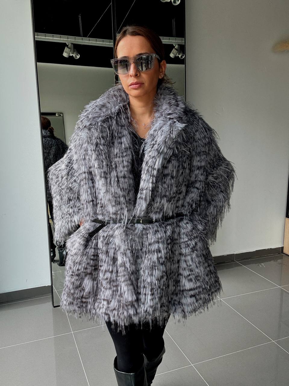 Manteau Fausse Fourrure  –  Intense & Volume Oversize leopard gris