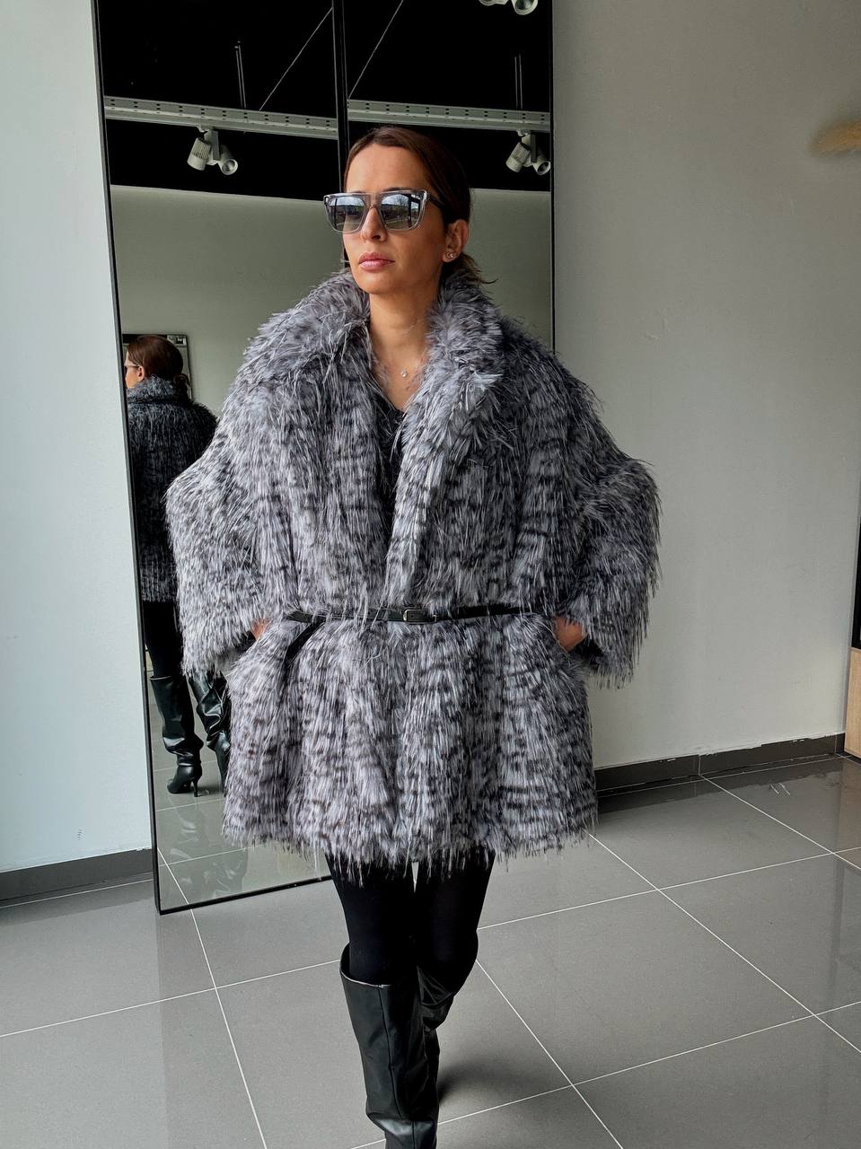 Manteau Fausse Fourrure  –  Intense & Volume Oversize leopard gris