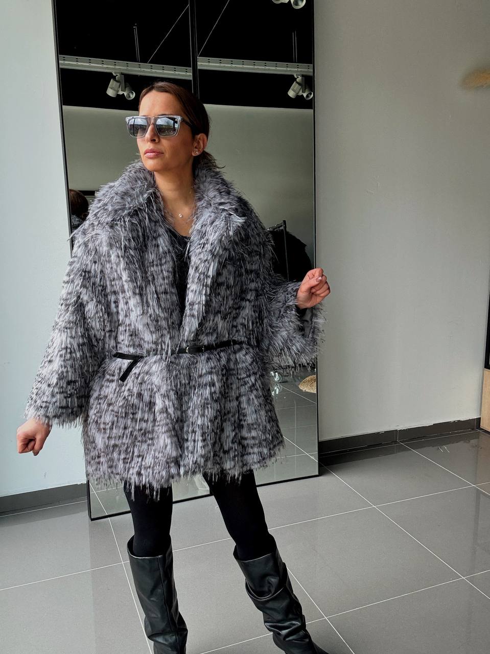 Manteau Fausse Fourrure  –  Intense & Volume Oversize leopard gris