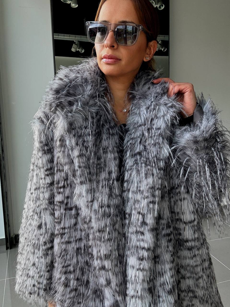 Manteau Fausse Fourrure  –  Intense & Volume Oversize leopard gris