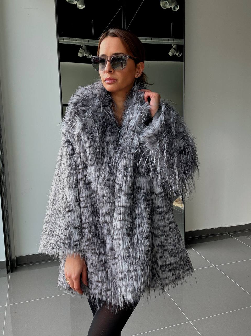 Manteau Fausse Fourrure  –  Intense & Volume Oversize leopard gris