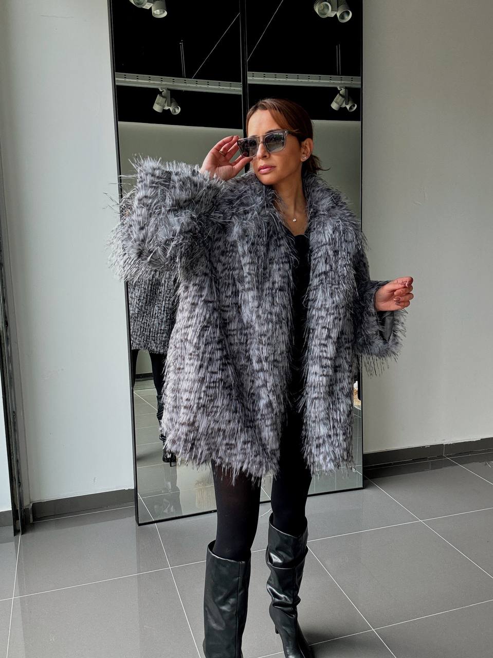 Manteau Fausse Fourrure  –  Intense & Volume Oversize leopard gris
