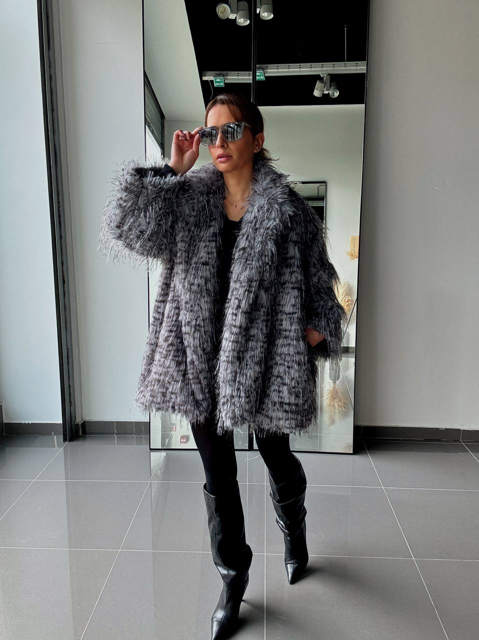 Manteau Fausse Fourrure  –  Intense & Volume Oversize leopard gris