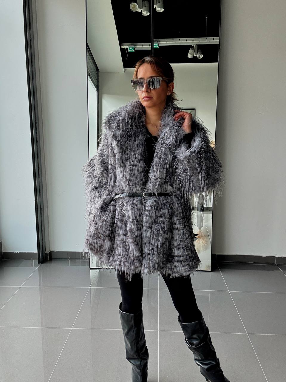 Manteau Fausse Fourrure  –  Intense & Volume Oversize leopard gris