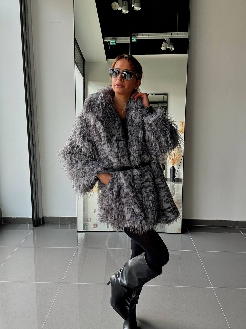 Manteau Fausse Fourrure  –  Intense & Volume Oversize leopard gris