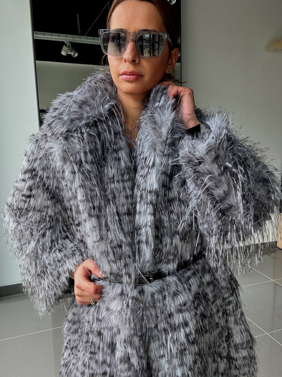 Manteau Fausse Fourrure  –  Intense & Volume Oversize leopard gris